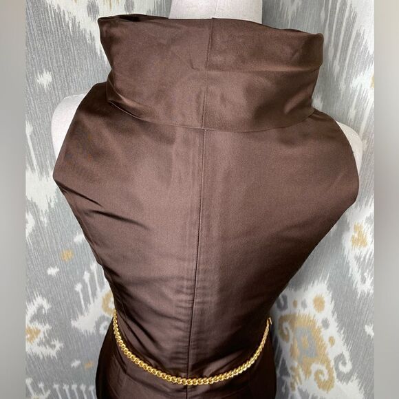 Ralph Lauren Fall Runway Collection Chocolate Brown Silk Funnel Neck Dress - Picture 5 of 16